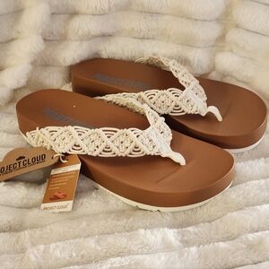 PROJECT CLOUD Adorable Cotton Crochet Slip-On Sandals